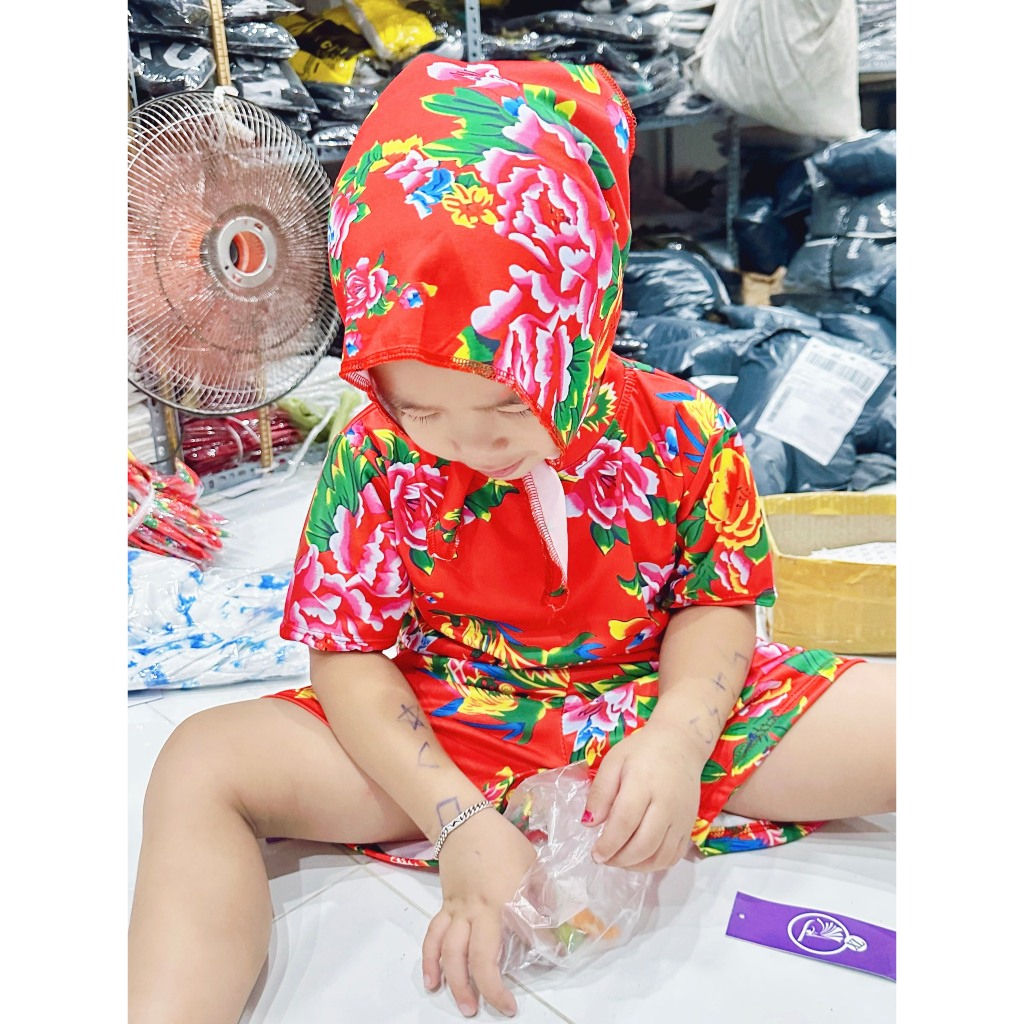 Bộ Cộc Tay Cho Bé Trai Gái Du Xuân Chúc Tết, Set Đồ Hoa Con Công Khăn Trải Bàn Đùi -