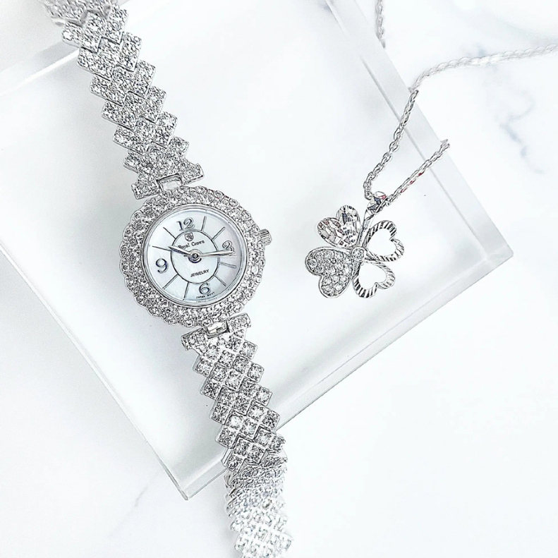 Đồng Hồ Nữ Royal Crown, Đồng Hồ Nữ Chính Hãng JAPAN WATCH Mặt Tròn Thiết Kế Dây Kim Loại Đính Đá Quý Cao Cấp Size 28mm
