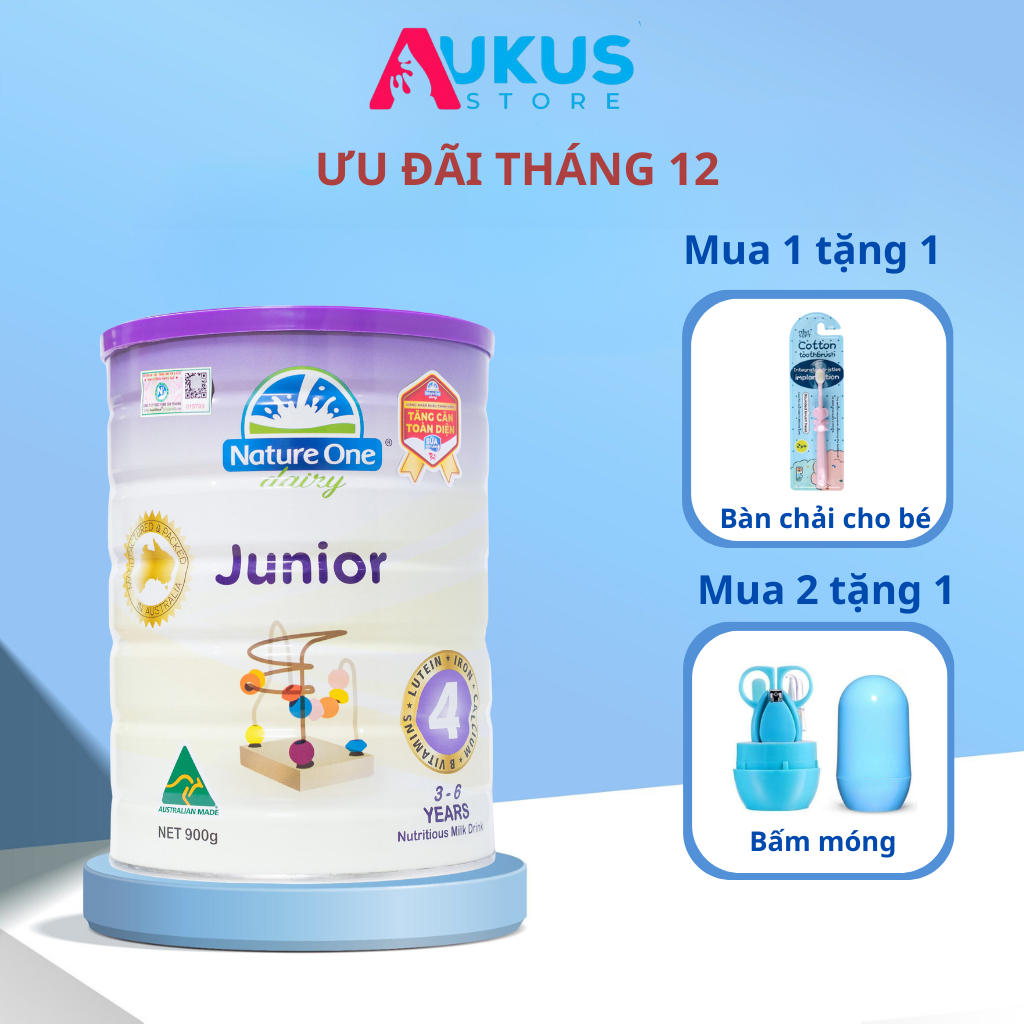 Sữa Công Thức Số 4 Nature One Dairy Junior 1,2,3,4 Cho Bé Từ 3-6 Tuổi Giúp Phát Triển Về Trí Não Và Thể Chất Lon 900g