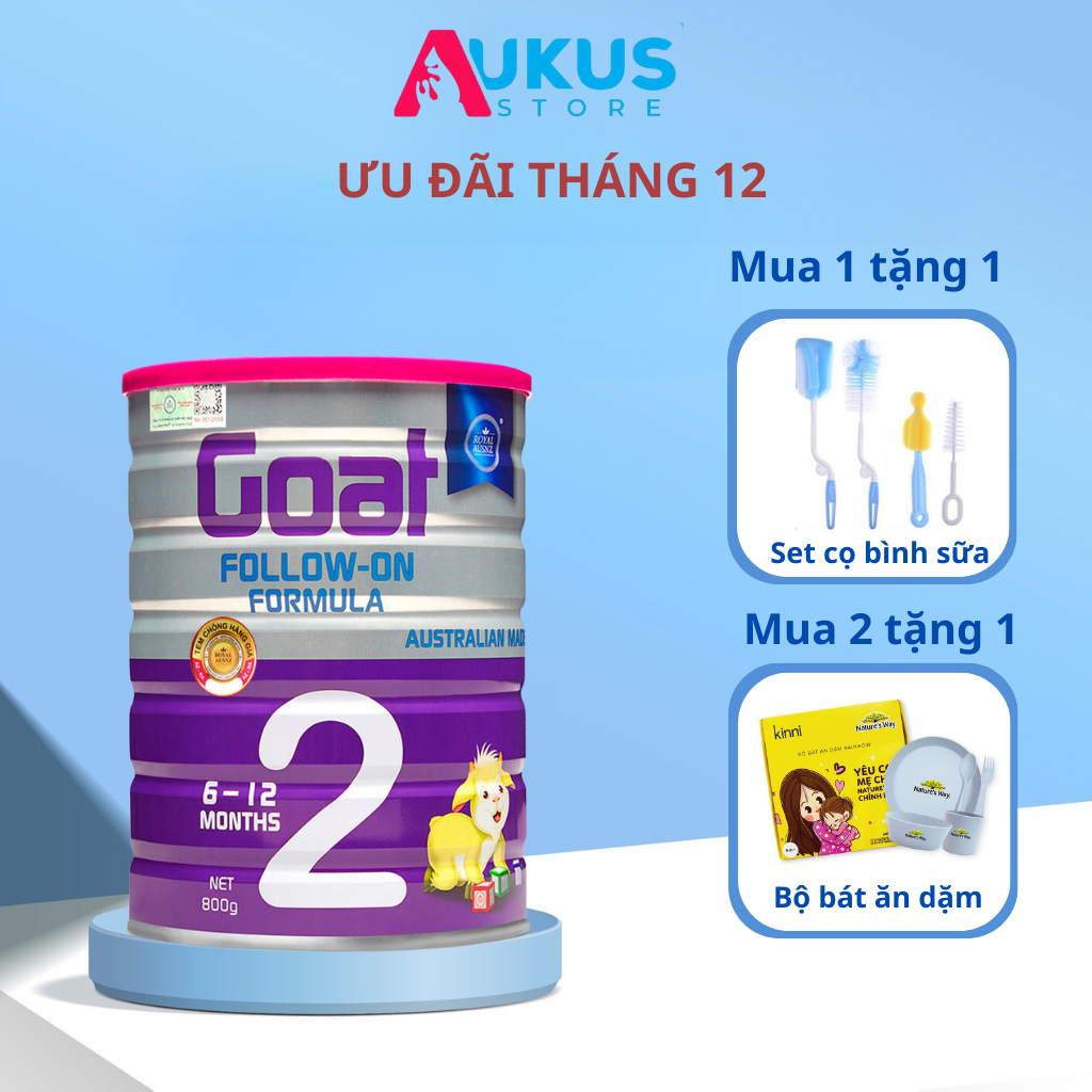 Sữa Dê Hoàng Gia Úc Phát Triển Não Bộ ROYAL AUSNZ Goat Follow-On Formula 2 Bổ Sung Dinh Dưỡng Cho Bé 800g