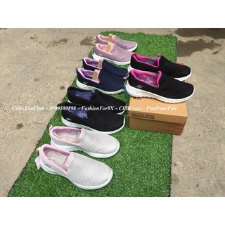 Giày chạy bộ Ske-cher Gowalk cho nữ, giày slipon viền cổ, siêu mềm êm, pb76