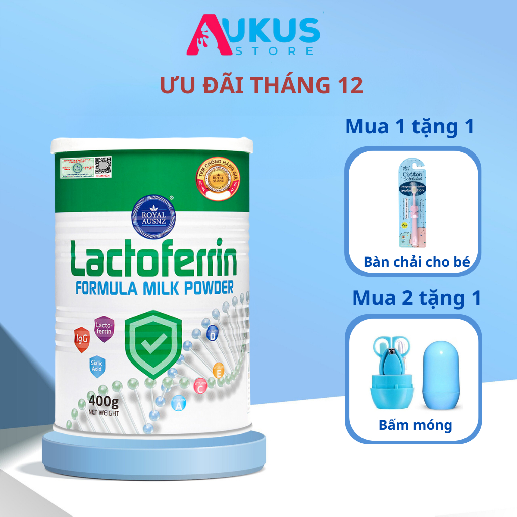 Sữa Bột Hoàng Gia Úc Tăng Sức Đề Kháng Royal AUSNZ Lactoferrin Tăng Cường Miễn Dịch, Bổ Sung Dinh Dưỡng Hộp 400g
