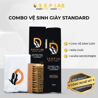 Bộ vệ sinh giày DSEP gồm chai xịt tạo bọt vệ sinh giày, khăn lau, bàn chải lông heo chuyên dụng