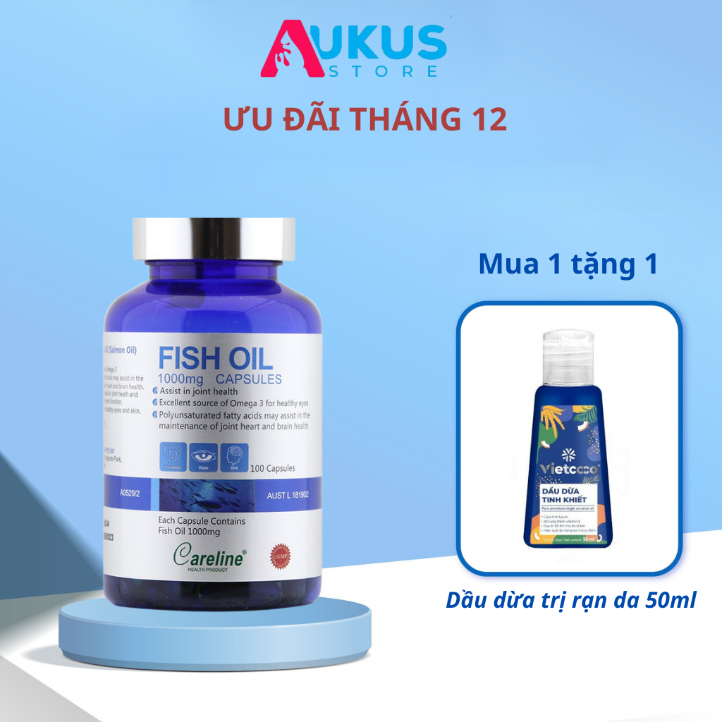 DHA Cho Bà Bầu Careline Fish Oil Bổ sung DHA tinh khiết từ cá hồi cho mẹ bầu lọ 100 viên