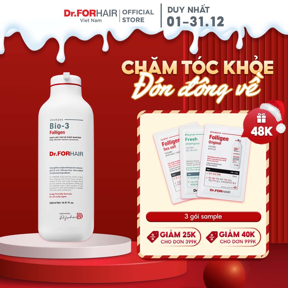 Dầu gội ngăn ngừa rụng tóc chuyên sâu Dr.FORHAIR Folligen BIO-3 Shampoo 500ml