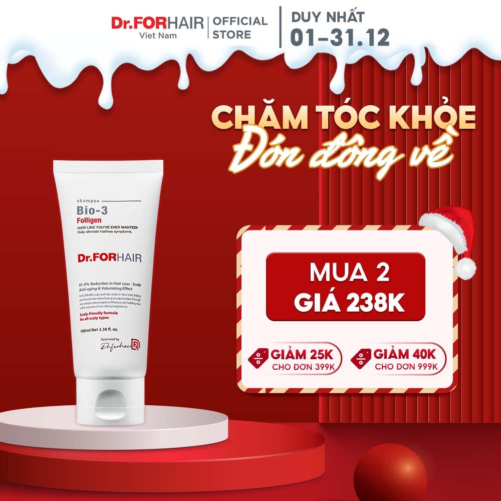 Dầu gội hỗ trợ ngăn ngừa rụng tóc chuyên sâu, giúp nuôi dưỡng da đầu Dr.FORHAIR Folligen BIO-3 Shampoo 70ml