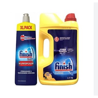 Nước làm bóng Finish 750m + Bột rửa bát Finish 2.5kg + Tặng viên Finish