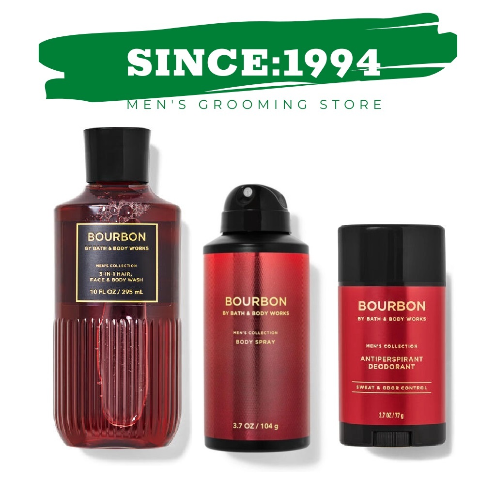 BOURBON | Xịt Thơm Khử Mùi, Gel Tắm Bath & Body Works Dành Cho Nam Body Srpay, Shower Gel