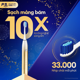 Bàn Chải Điện P S S100 PRO - Công Nghệ Sóng Âm, Chải Sạch Mảng Bám Tới 10X