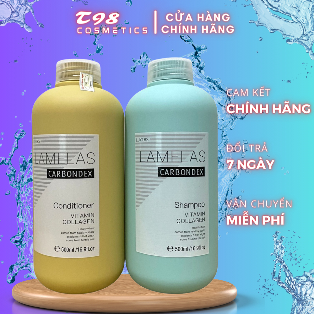 Cặp Dầu Gội Xả LAMELAS CARBONDEX 500ml Giảm Rụng Tóc, Kích Mọc Tóc, Phục Hồi Tóc Hư Tổn | - T98 COSMETICS