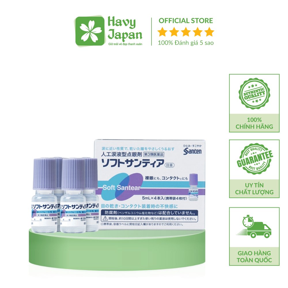 Nước Nhỏ Mắt Soft Santear Ngừa Khô Mắt 5ml x 4 chai Nhật Bản