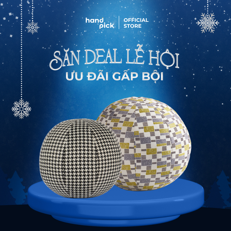 Gối trang trí CUSHION BALL Cao cấp độc đáo - hình tròn 30x30x30cm, vải hoa văn, ruột bông gòn - Handpick Concept