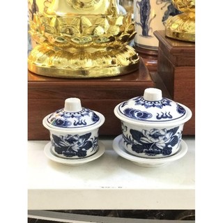 🎀 [Đồ thờ] CHÉN NƯỚC THỜ HOA SEN - BÁT TRÀ SÂM SEN LAM