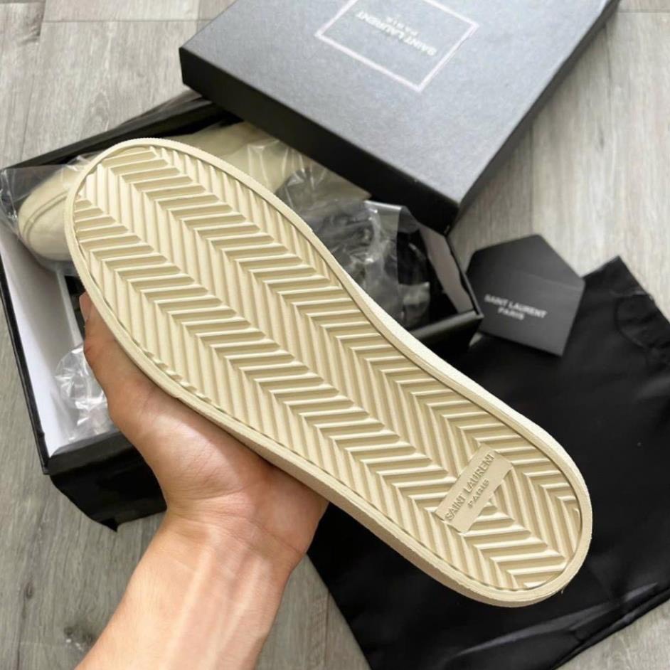 Giày vải saint laurent paris, giày ysl màu kem vải canvas bản sieu cấp, đủ size nam nữ-giay360
