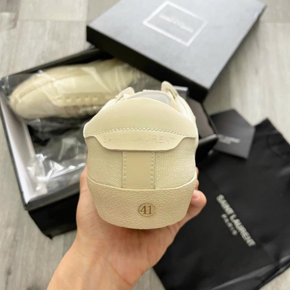 Giày vải saint laurent paris, giày ysl màu kem vải canvas bản sieu cấp, đủ size nam nữ-giay360