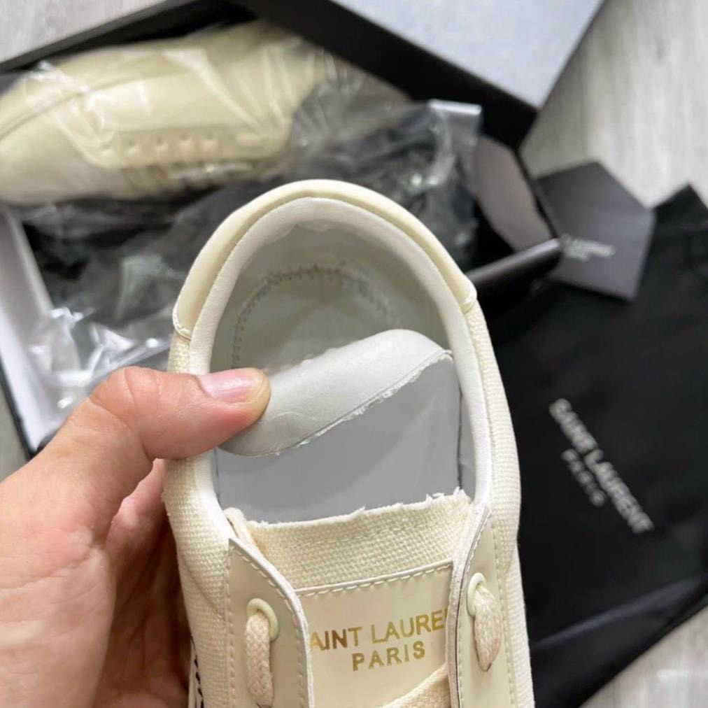 Giày vải saint laurent paris, giày ysl màu kem vải canvas bản sieu cấp, đủ size nam nữ-giay360