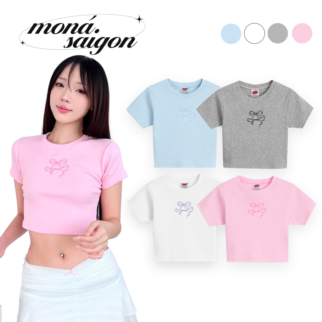 Áo thun croptop form ôm tay ngắn MONÁ - CHIE