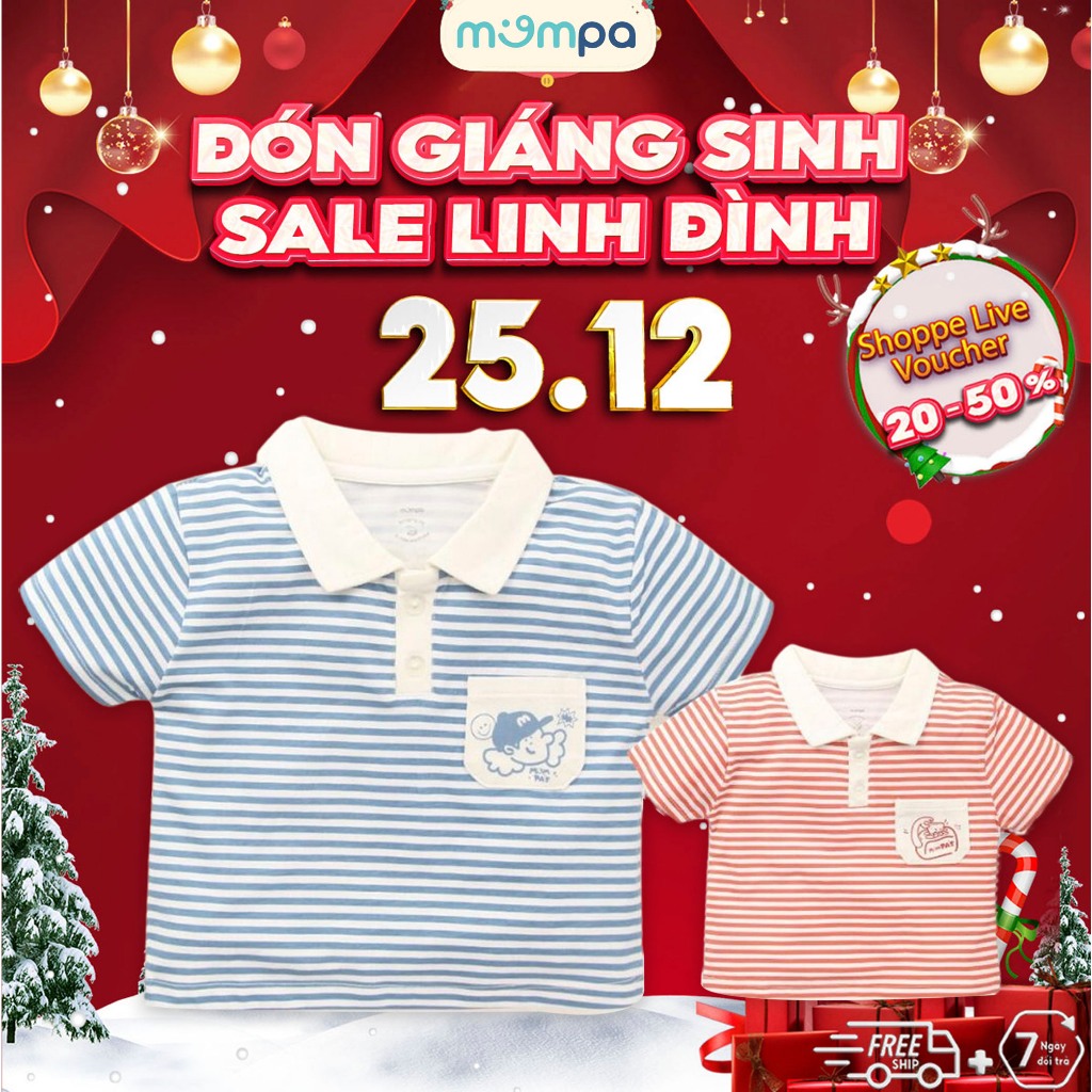 Áo polo cho bé Mompa từ 1-5 tuổi cộc tay vải Cotton Actif co giãn mềm mại thoáng mát 634