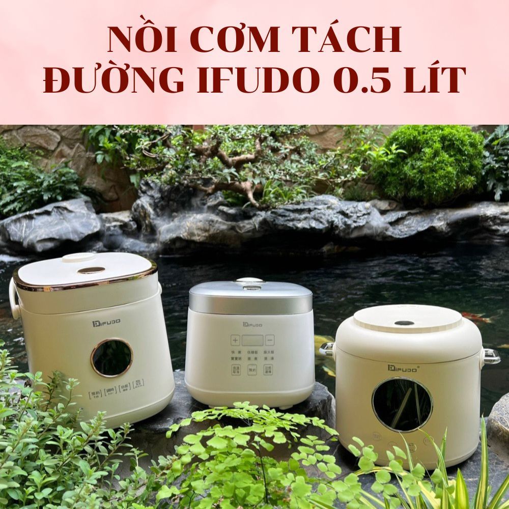 Nồi Cơm Điện Tách Đường Nhật Bản IFUDO Dung Tích 0,5 Lít Nồi Cơm Đa Năng Mini Nồi Vuông Tròn