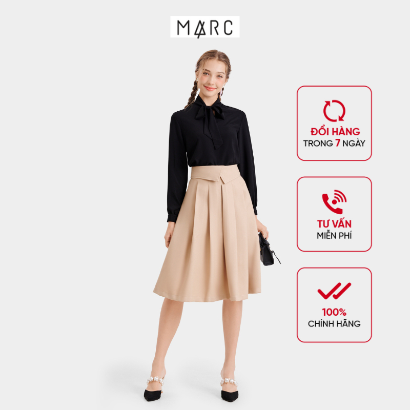 Chân Váy Kiểu MARC FASHION Midi Xếp Li Lưng Gập - CBQH063323