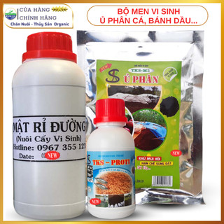 Bộ 3 men vi sinh ủ phân cá, phân bánh dầu sinh học thủy phân nhanh, không mùi hôi - có mật rỉ đường