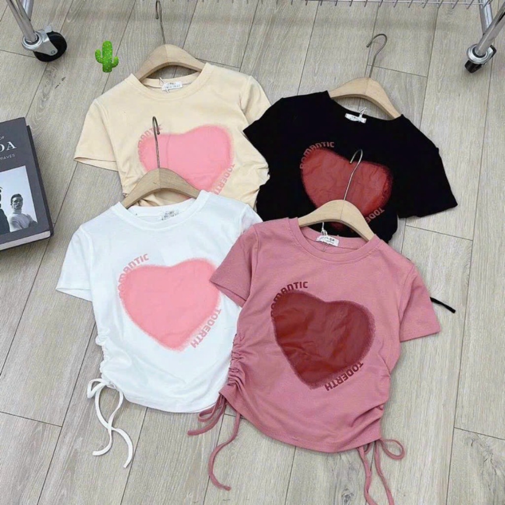 Áo croptop rút dây eo tim lớn