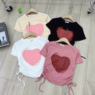 Áo croptop rút dây eo tim lớn