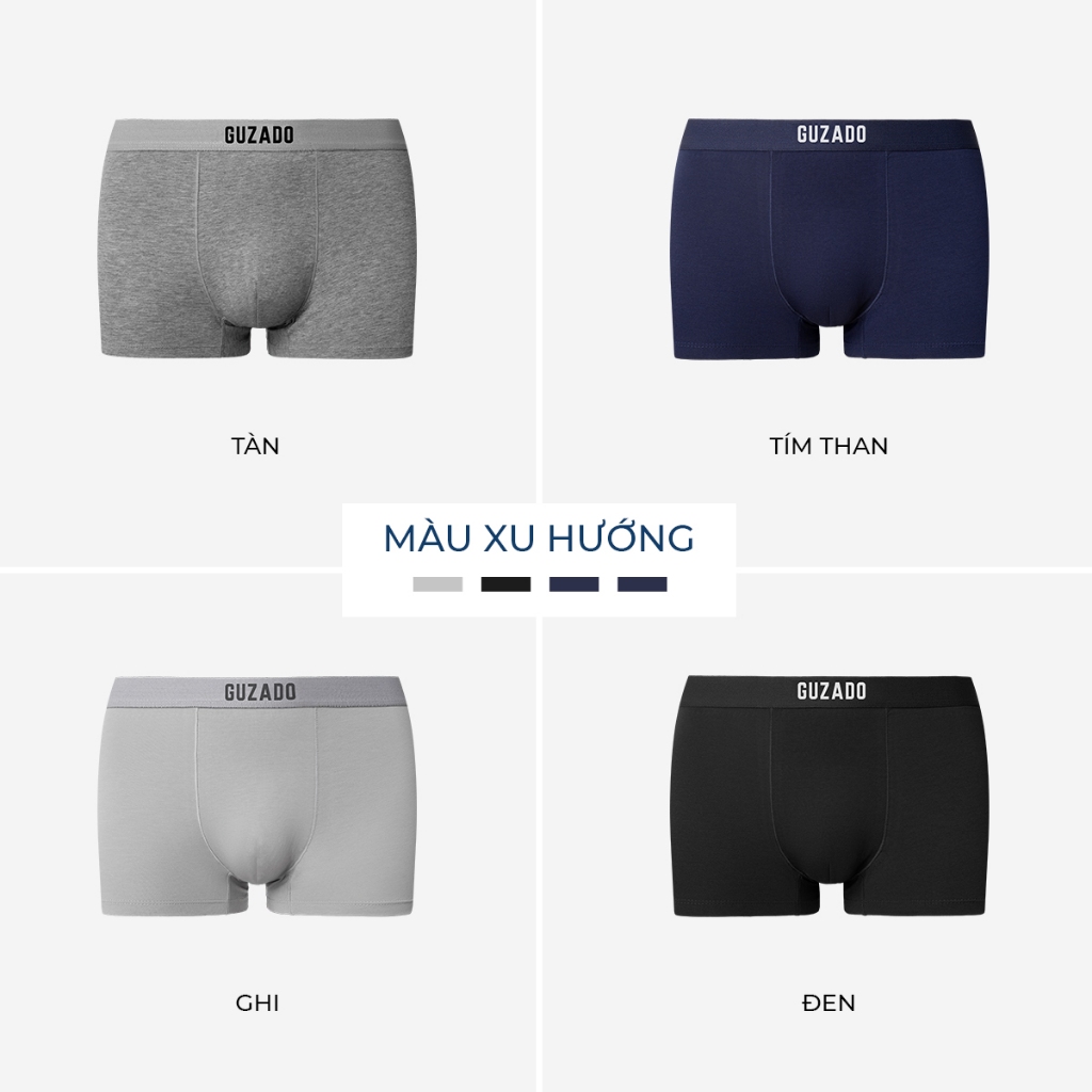 COMBO 3 Quần Lót Nam Guzado Cotton Compact Co Giãn 4 Chiều,Quần Sịp Nam Boxer Thoáng Khí Vượt Trội CB3GBX