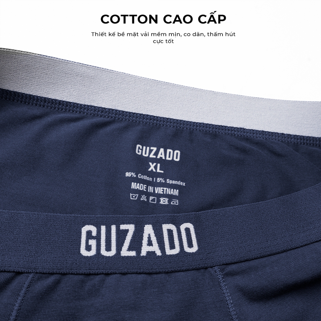 COMBO 3 Quần Lót Nam Guzado Cotton Compact Co Giãn 4 Chiều,Quần Sịp Nam Boxer Thoáng Khí Vượt Trội CB3GBX