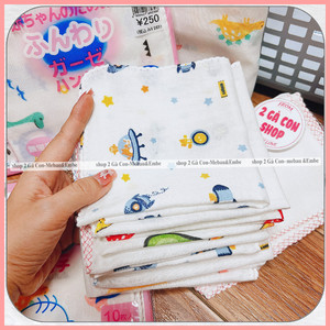 Khăn sữa xuất nhật họa tiết-set 5c 30x30cm