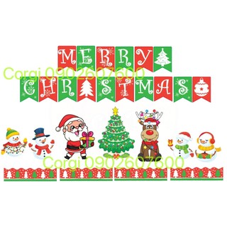 Merry christmas / set trang trí bảng giáng sinh noel xmas - đồ dùng dạy học corgi