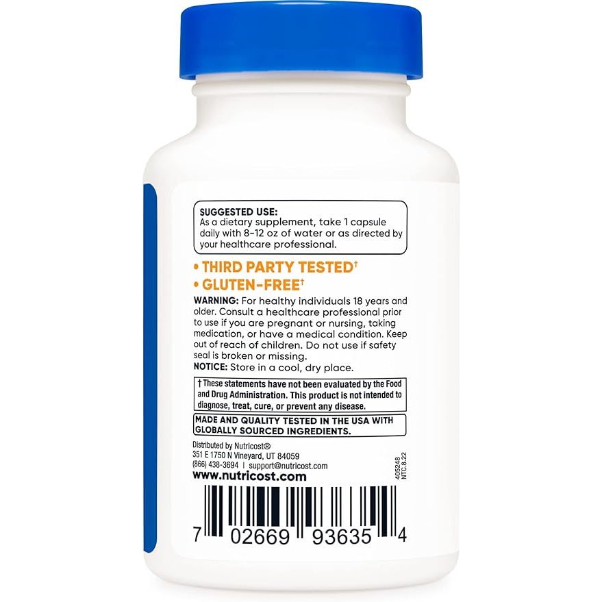 Viên uống nhân sâm Ấn Độ KSM-66 600mg 60 viên Ashwagandha root extra hỗ trợ giảm căng thẳng stress từ NUTRICOST