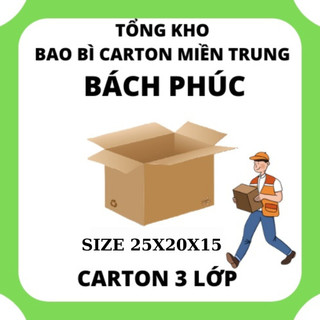 Combo 20 Hộp carton, thùng bìa giấy cod đóng gói hàng - Size 25x20x15- Carton Đà Nẵng Tổng Kho Bao Bì Carton Miền Trung
