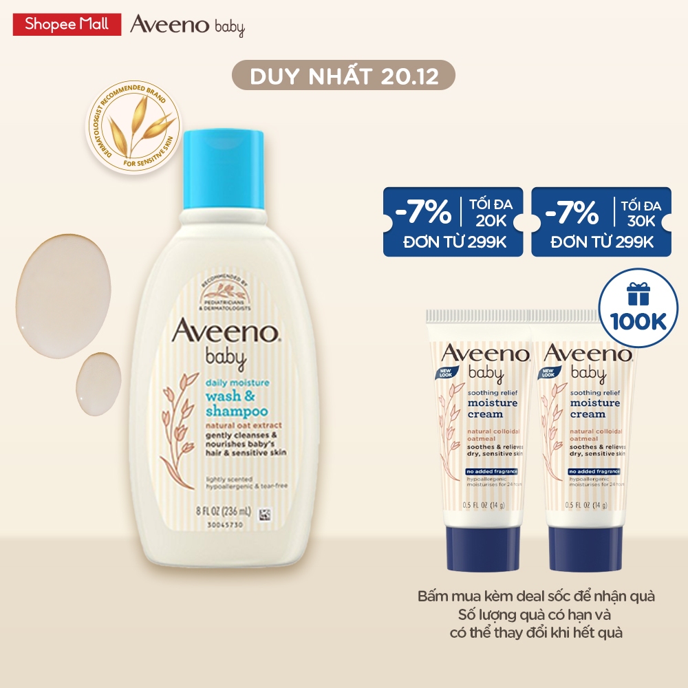 Sữa tắm gội toàn thân Aveeno baby 236ml - 101016746