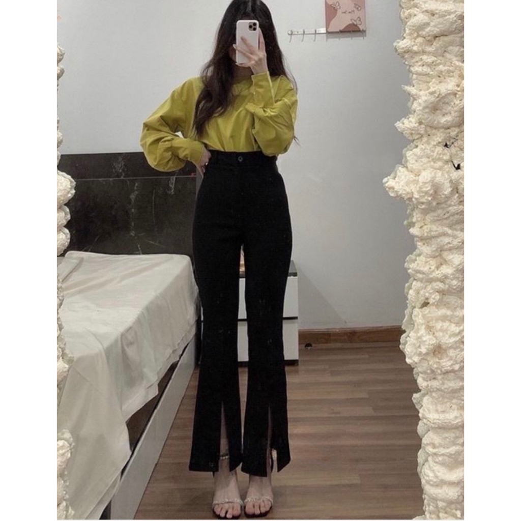 Quần Ống Loe Xẻ Gấu Bigsize 50kg Đến 100kg (M/L/XL/XXL)