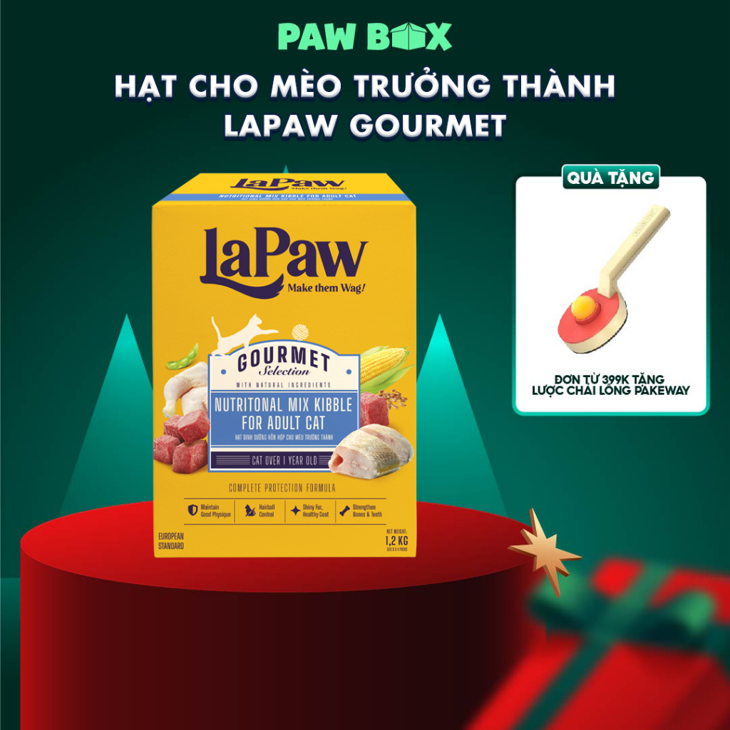 Hạt cho mèo trưởng thành laPaw Gourmet hỗn hợp dinh dưỡng chuẩn Âu hộp 1,2Kg