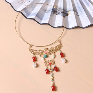 Vòng cổ Hoa chuông thả ngọc kiềng đeo trang sức nữ bình an trường mệnh chụp ảnh cosplay hán phục phong cách cổ trang
