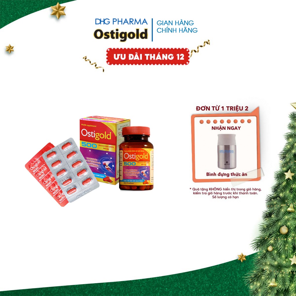 TPCN OSTIGOLD 500 hỗ trợ bổ sung dưỡng chất sụn khớp, làm trơn & tăng khả năng vận động khớp - Chính hãng DHG Pharma