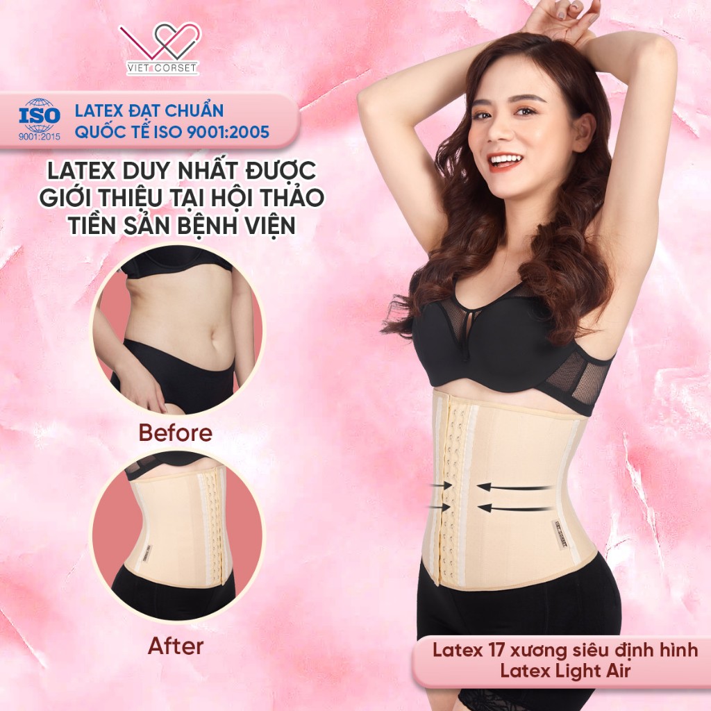 Đai Nịt Bụng Chuẩn Quốc Tế VIETCORSET -  Latex Light Air 17 Xương Siêu Định Hình Siêu Giảm Eo, Thông Hơi Thoáng Khí