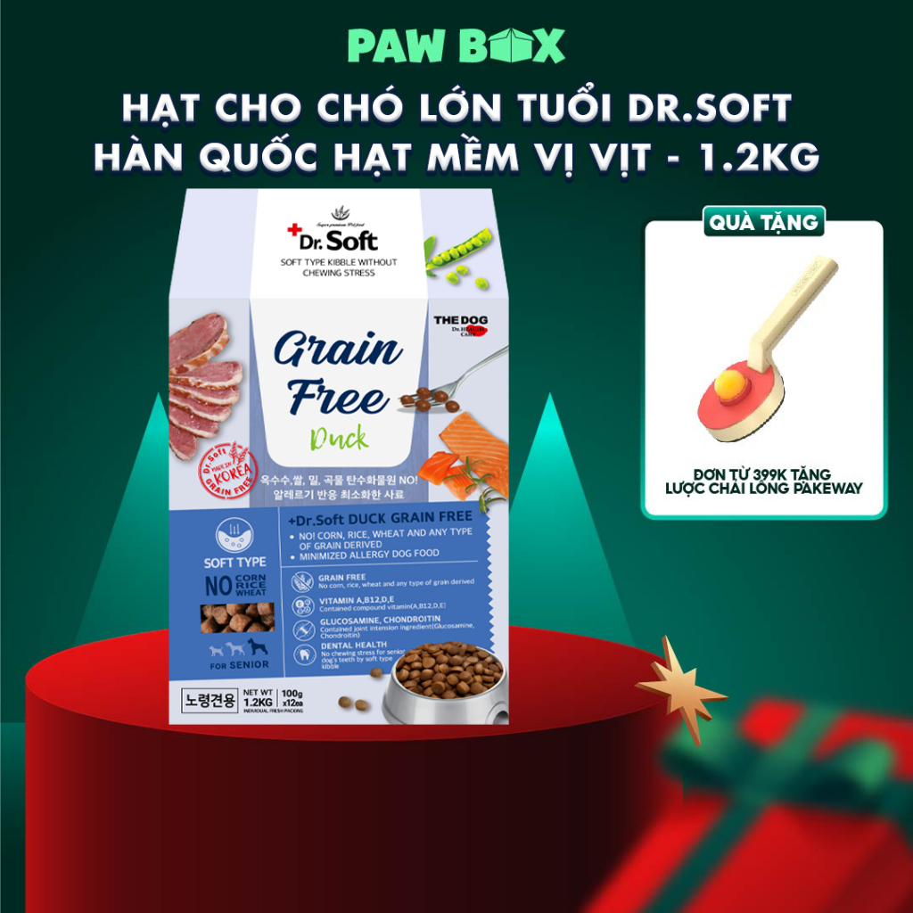 Thức ăn hạt mềm DR.SOFT cho chó lớn tuổi vị vịt Hàn Quốc không ngũ cốc 1.2Kg