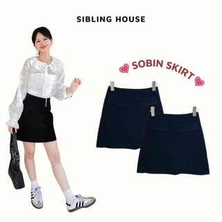 Chân váy nữ ngắn form chữ A thiết kế túi giả trước chất nhung Sobin Skirt - Sibling House
