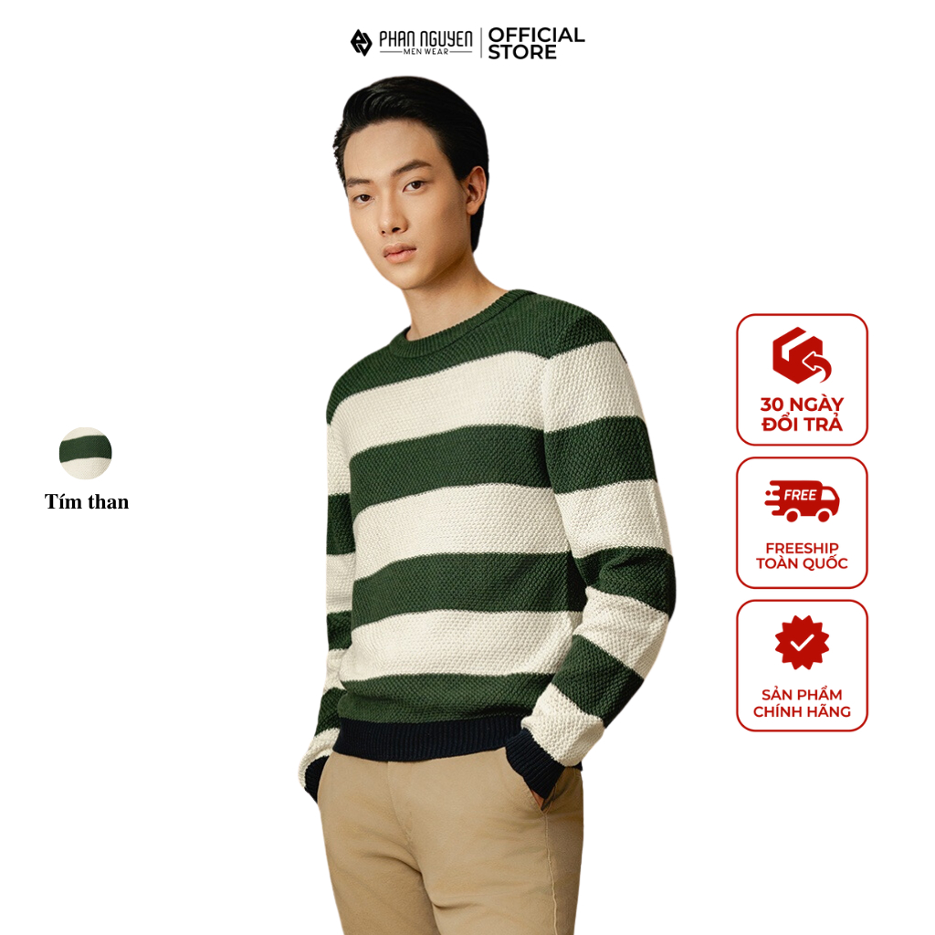 Áo len nam họa tiết kẻ Phan Nguyễn, chất liệu cao cấp mềm mại, co giãn giữ nhiệt tốt, thiết kế đơn giản, nổi bật ALD.238