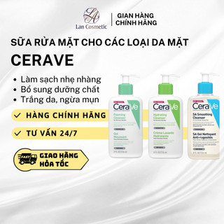 Sữa rửa mặt CERAVE cho da dầu da mụn nhạy cảm, da khô và da dầu mụn hỗn hợp