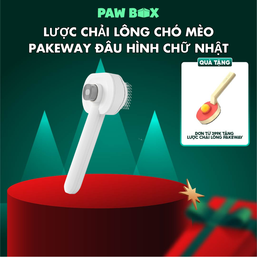 Lược chải lông chó mèo Pakeway QSMS đầu hình chữ nhật gỡ rối lông chó mèo có nút bấm tự làm sạch lông mèo