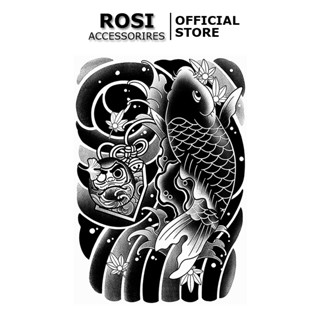 Hình xăm cá chép hóa rồng HY-008, miếng dán hình xăm cổ tay nhật cổ 15 ngày chống nước