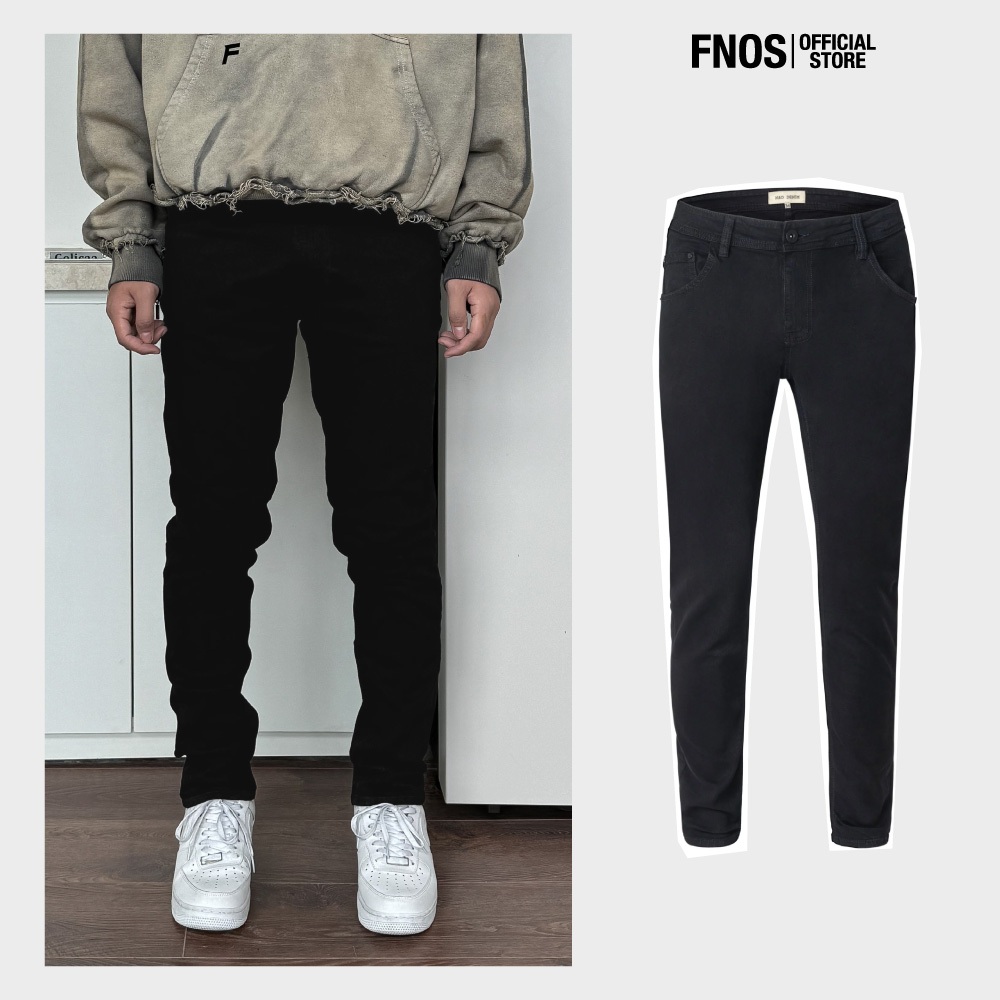 Quần Skinny Jeans Nam FNOS Streetwear Màu Đen Trơn ESSENTIAL JEANS - Local Brand Chính Hãng