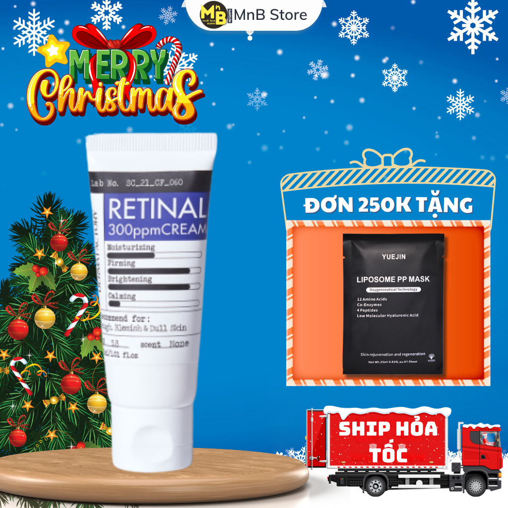 Kem dưỡng ẩm ban đêm căng bóng chống lão hóa da Derma Factory Retinal 300ppm 1000 ppm Cream 30g 30ml