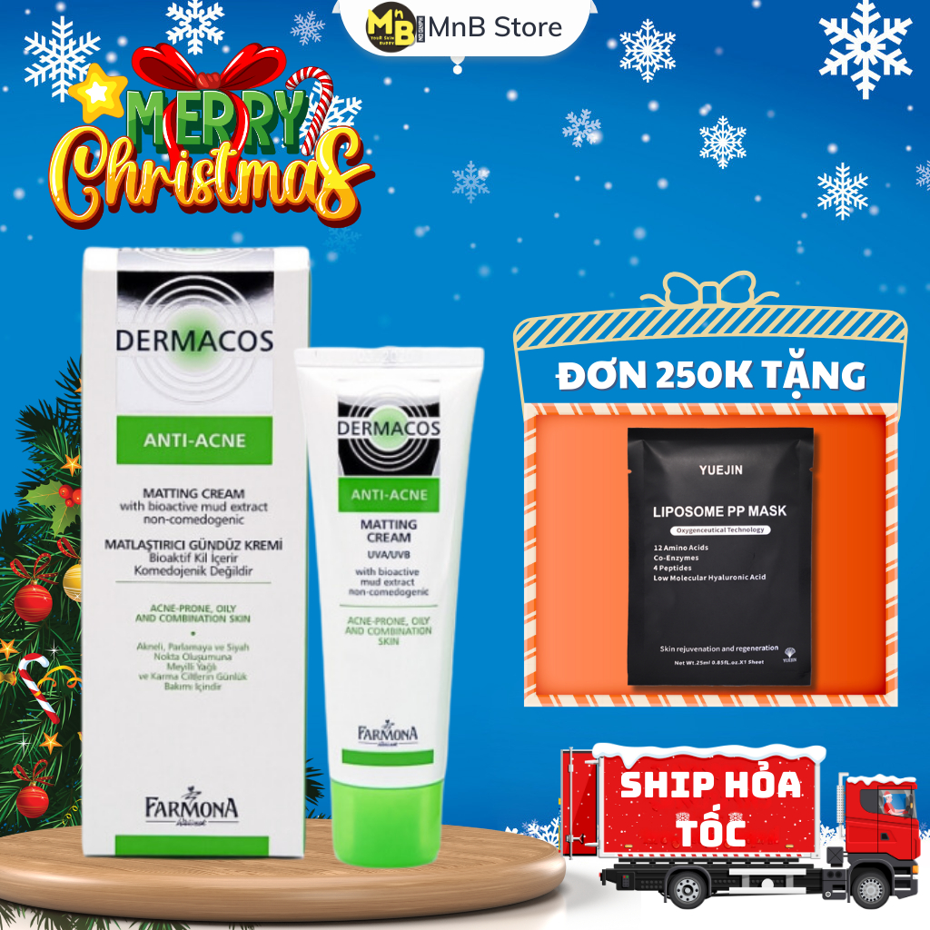 Kem dưỡng ẩm Dermacos Anti-Acne Matting Cream kiểm dầu, ngừa mụn cho da bóng dầu 50ml