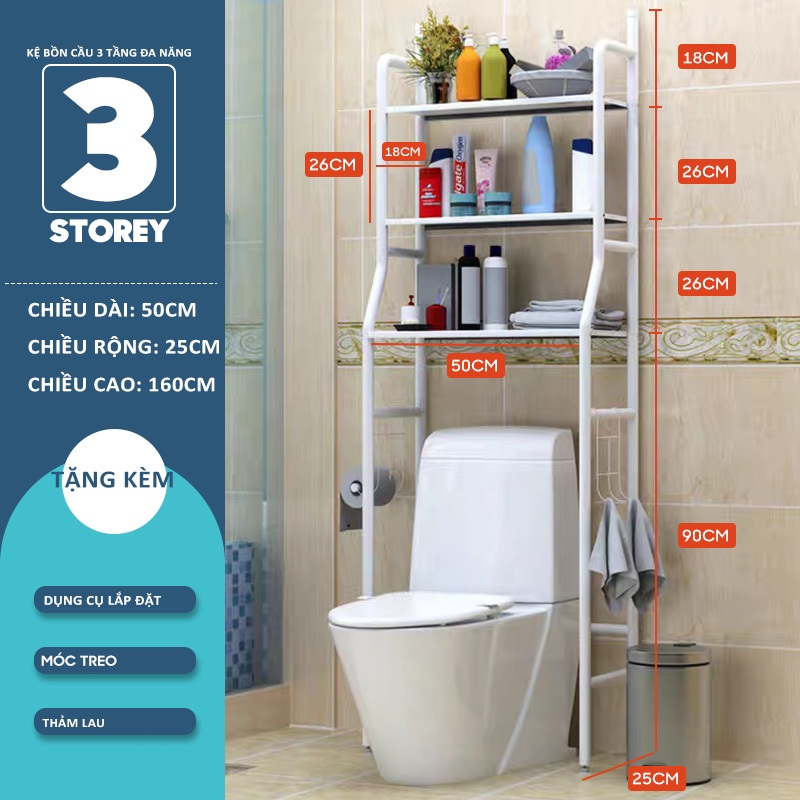 Kệ Bồn Cầu, Kệ Nhà Vệ Sinh 3 Tầng, Kệ Nhà Vệ Sinh Toilet, Giá Đề Đồ Nhà Tắm Bằng Thép Không Rỉ Tiện Lợi Đa Năng Gọn Gàng | BigBuy360 - bigbuy360.vn