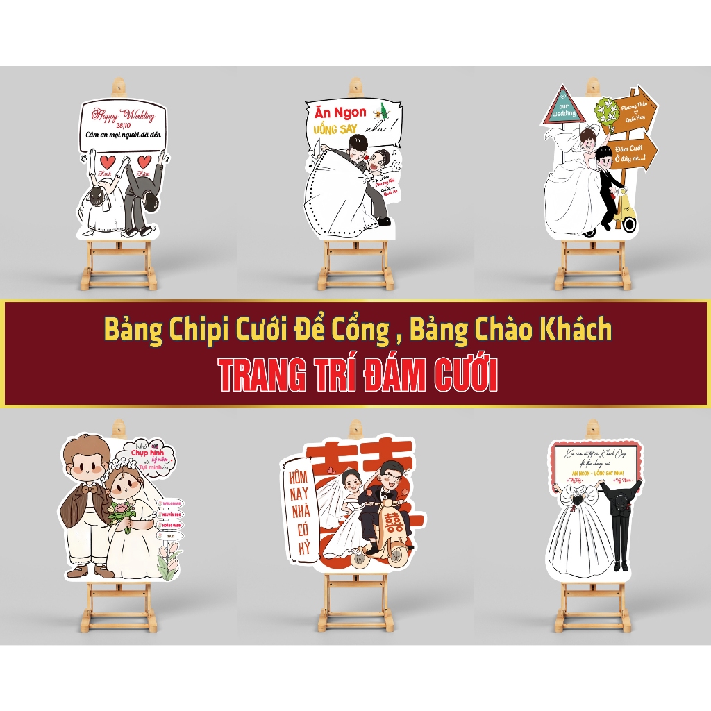 Bảng Chipi Cưới Để Cổng, Bảng Chào Khách, Bảng Welcome Trang Trí Đám Cưới